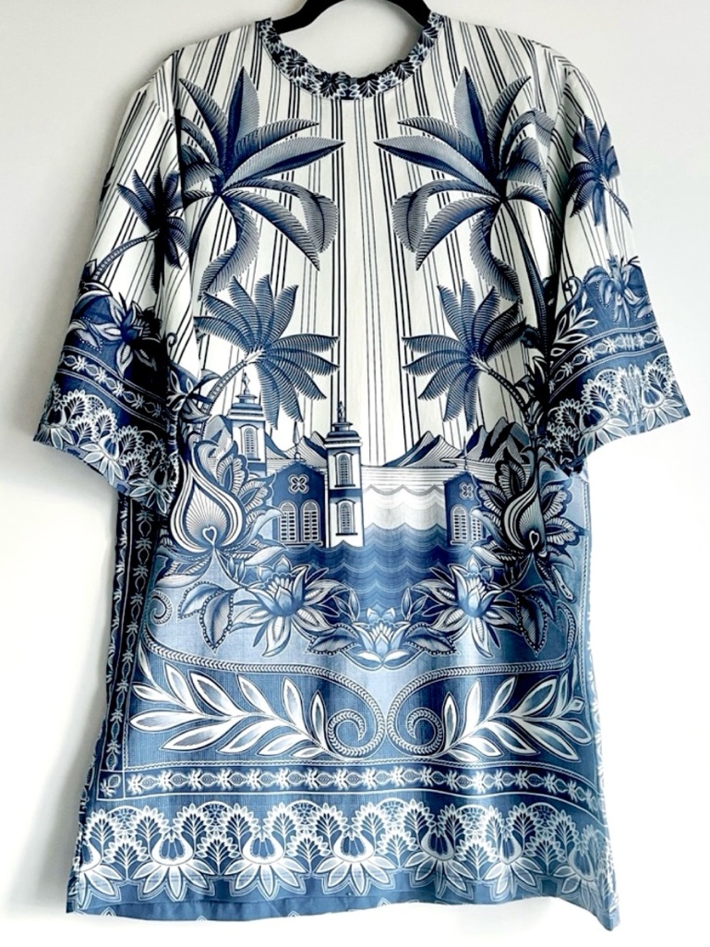 FARM Rio Brazil Off-White Landscape Cotton T-Shirt Dress Size (PP=XS) NWT